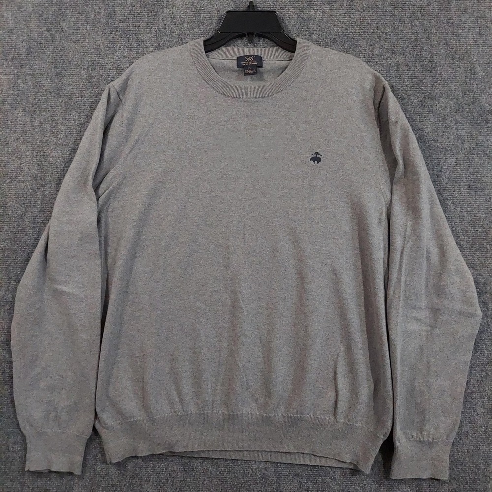 Brooks Brothers Sweater Mens XL Gray Cotton Cashmere Crewneck Knit Pullover 346